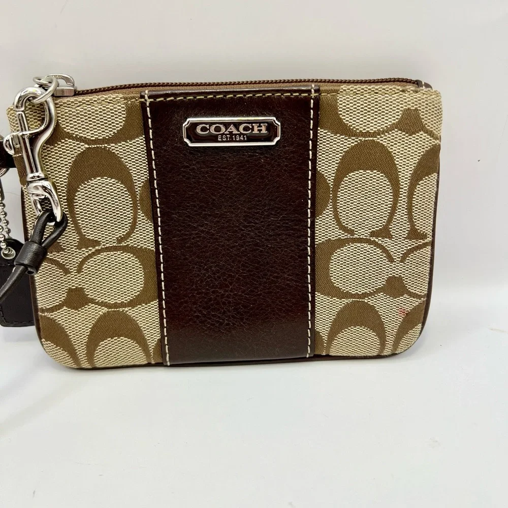 Coach Brown Signature Wristlet - Picture 2 of 11